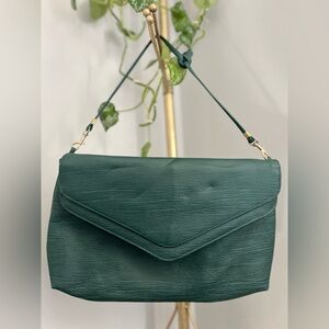Vintage Teal Green Double Clasp Shoulder Bag ~ Holiday Fair